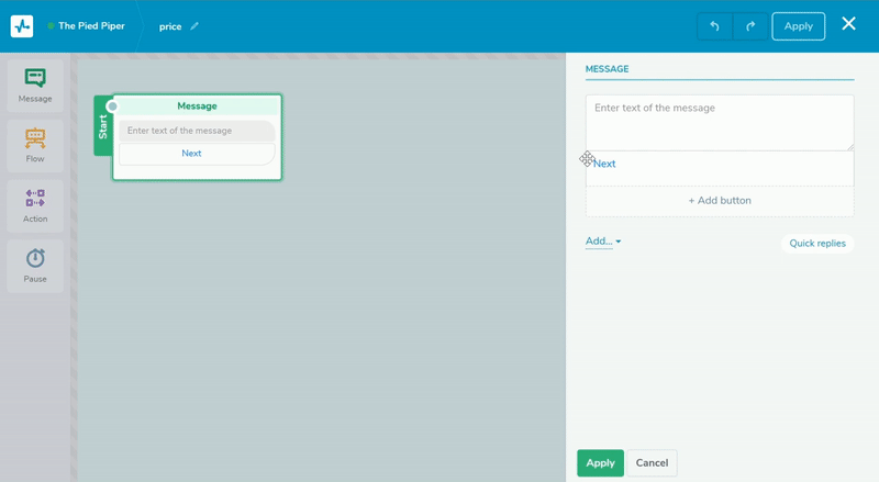 chatbot visual editor