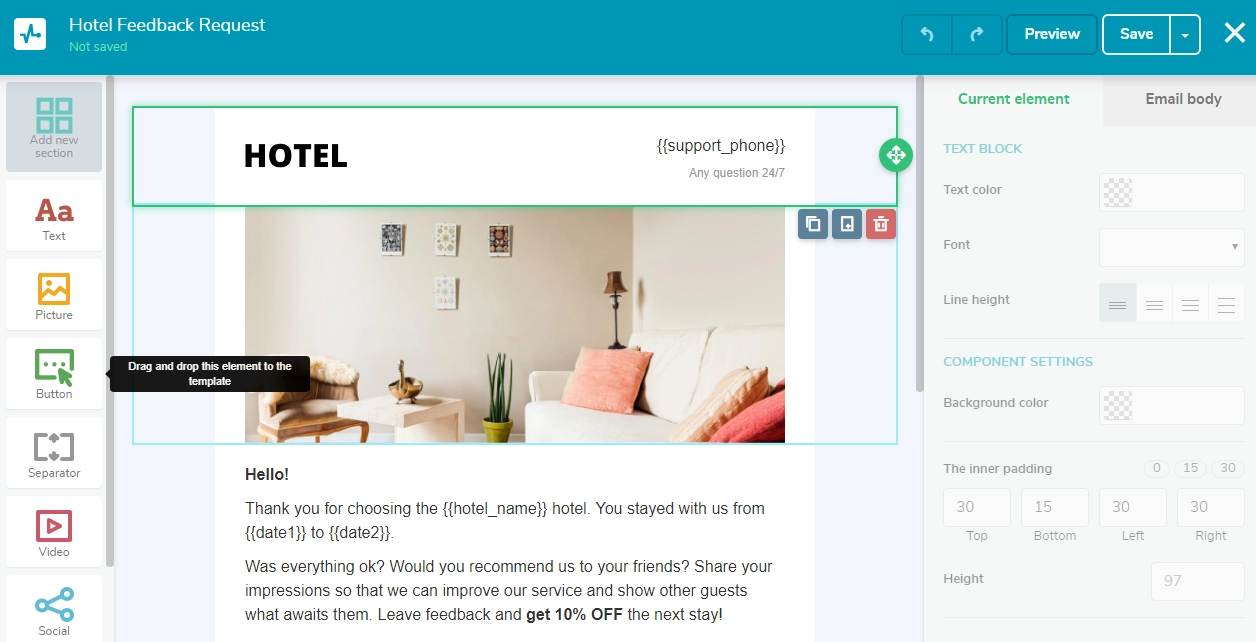 sendpulseドラッグアンドドロップエディター sendpulse drag and drop editor