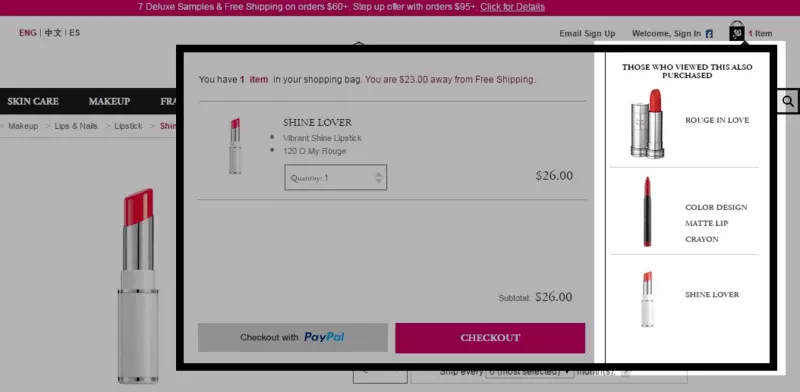 Upselling-Beispiel upselling example