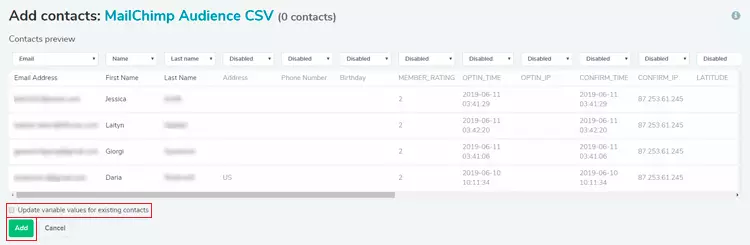 actualizarea variabilelor updating variables
