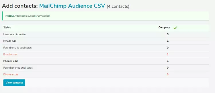 import de contacte de succes successful contacts import