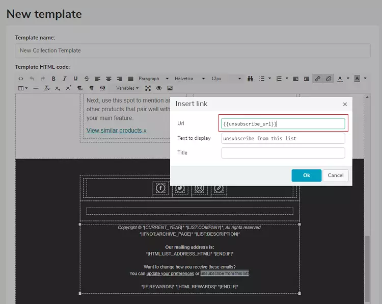 codul linkului de dezabonare unsubscription link code