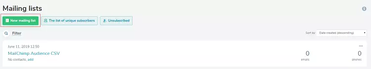 Adăugarea listei de corespondență Adding mailing list