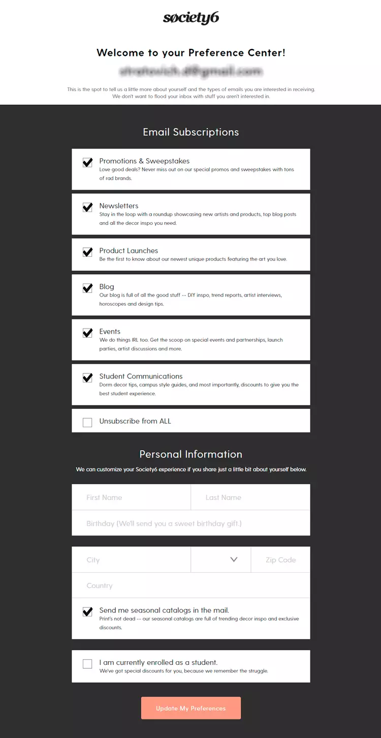 偏好中心 preference center