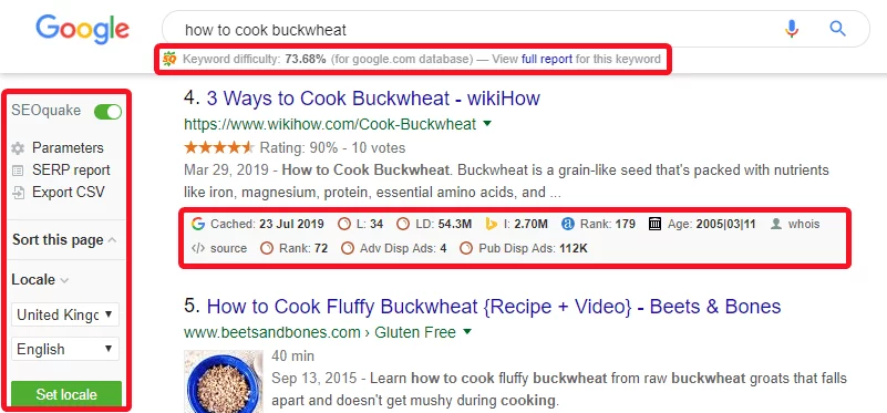 seo tools - seoquake