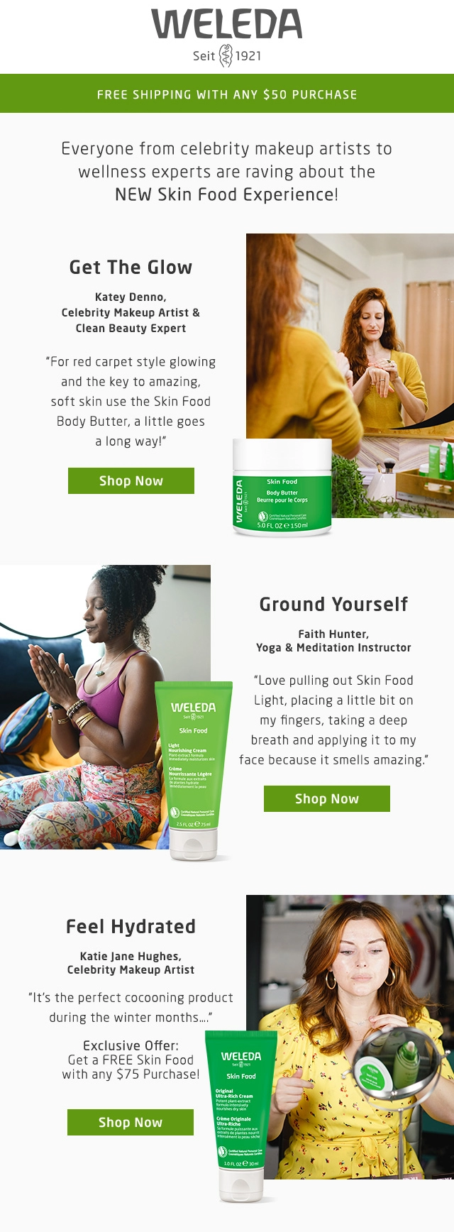 تقييمات الخبراء كدليل اجتماعي في البريد الإلكتروني الترويجي للعلامة التجارية للجمال Expert reviews as social proof in a beauty brand’s promotional email