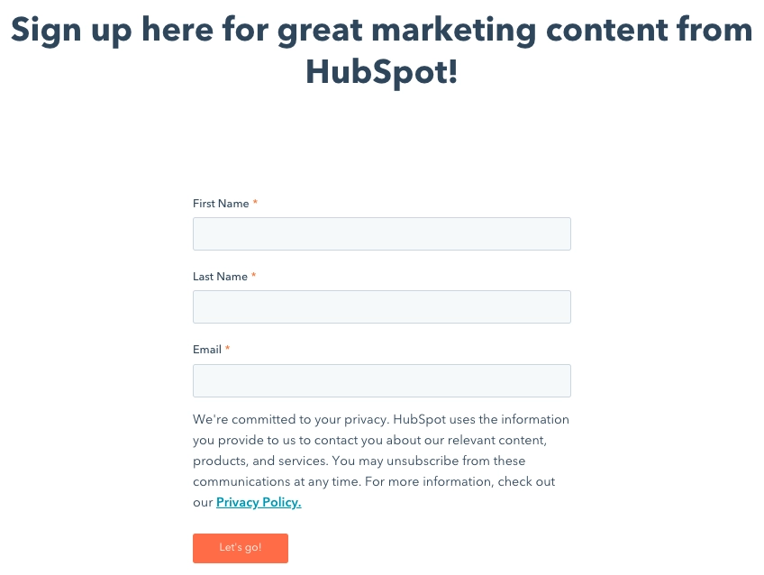 订阅表格以收集客户数据 subscription form to collect customer data