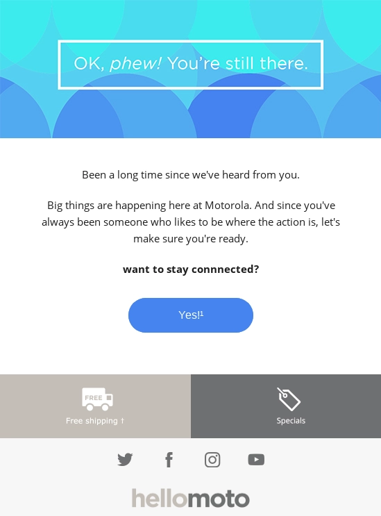 摩托罗拉的重新参与电子邮件 re-engagement email by Motorola