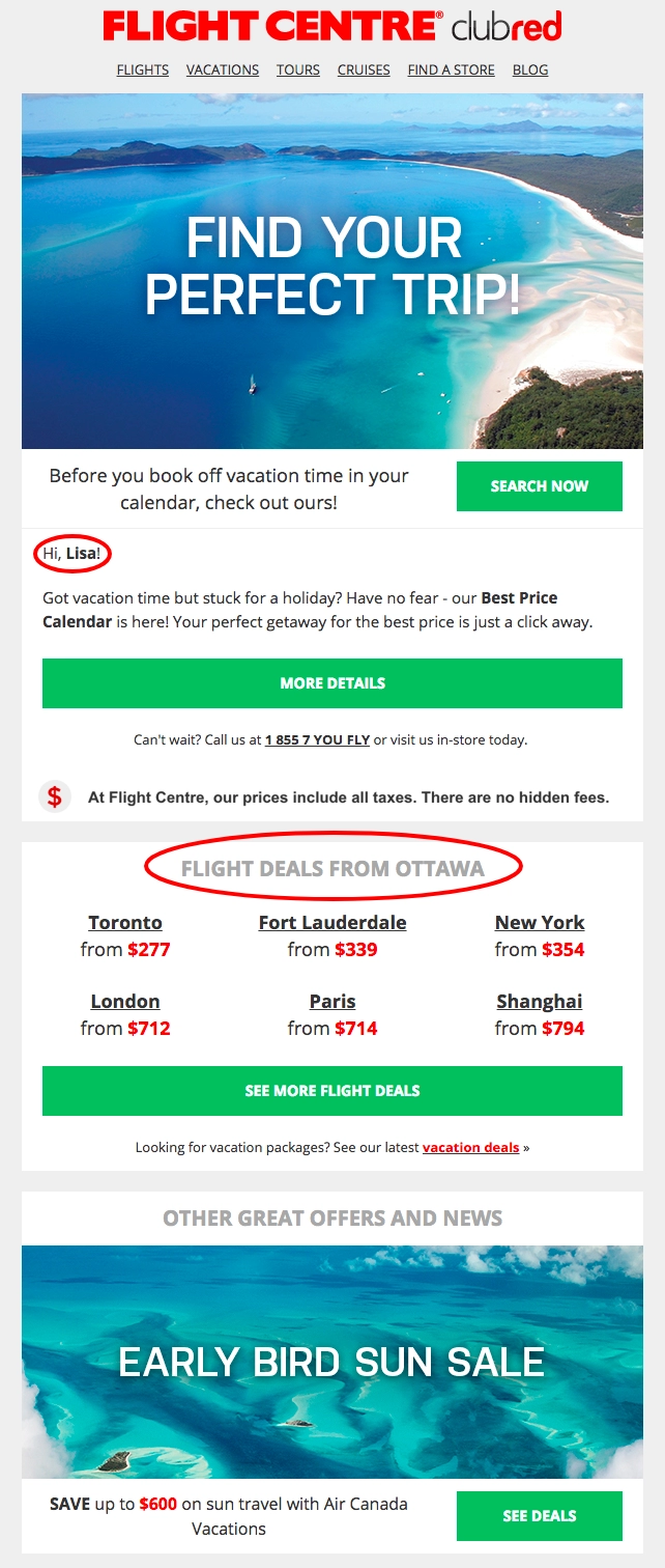 有針對性的電子郵件示例 targeted email example