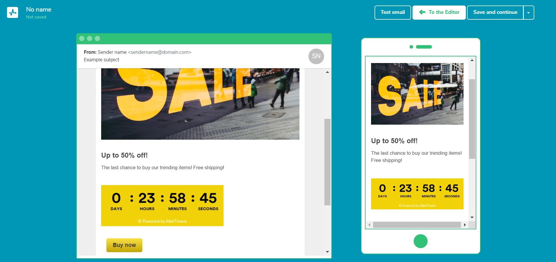 compte à rebours d'e-mail ajouté à un modèle email countdown timer added to a template