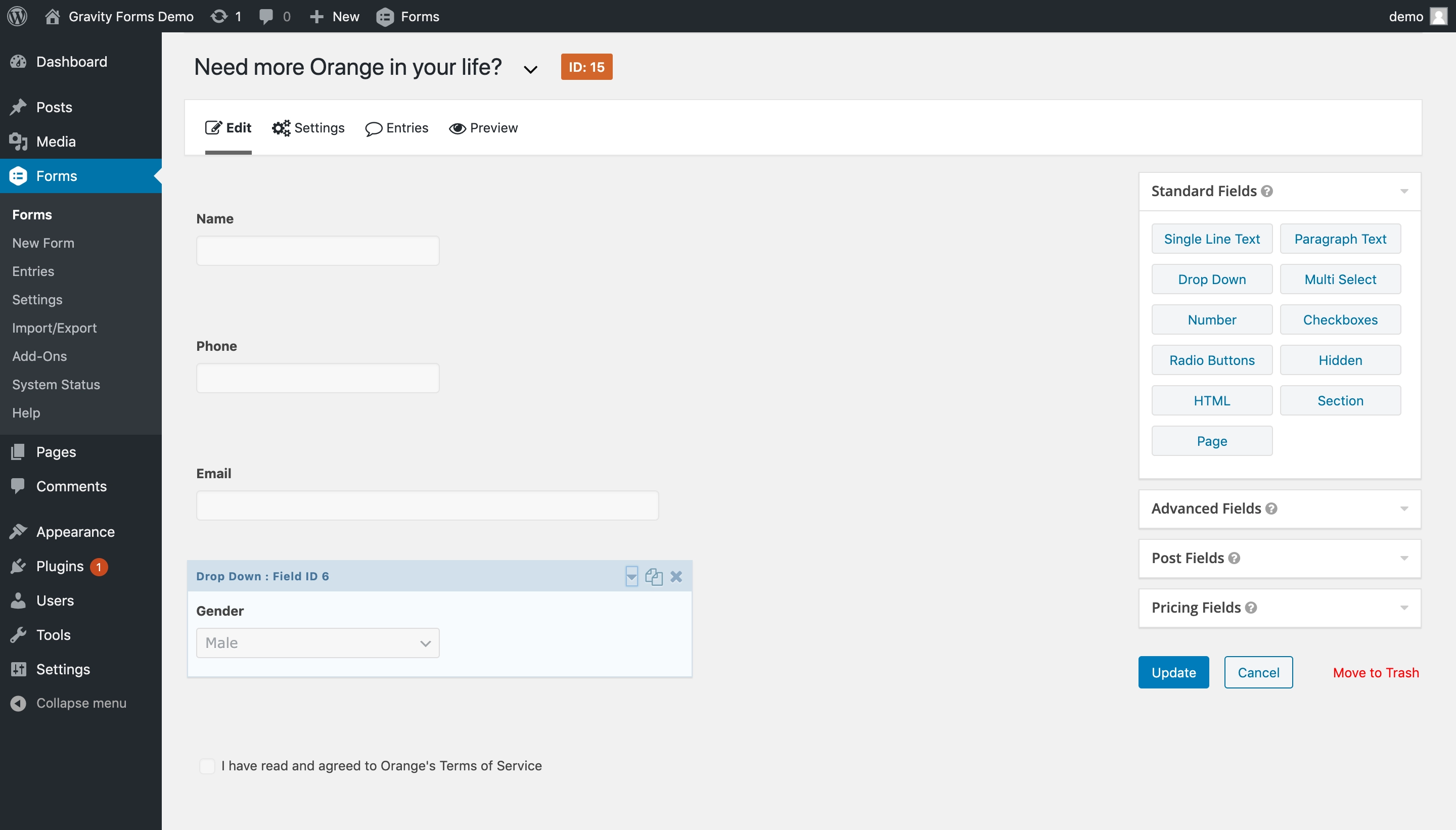 construtor de forma de gravidade gravity form builder