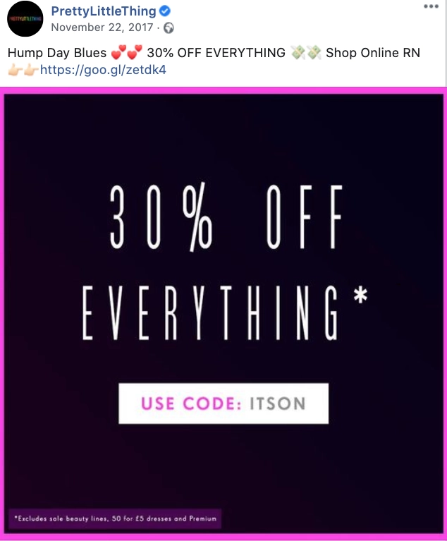 facebook限时优惠示例 facebook limited time offer example