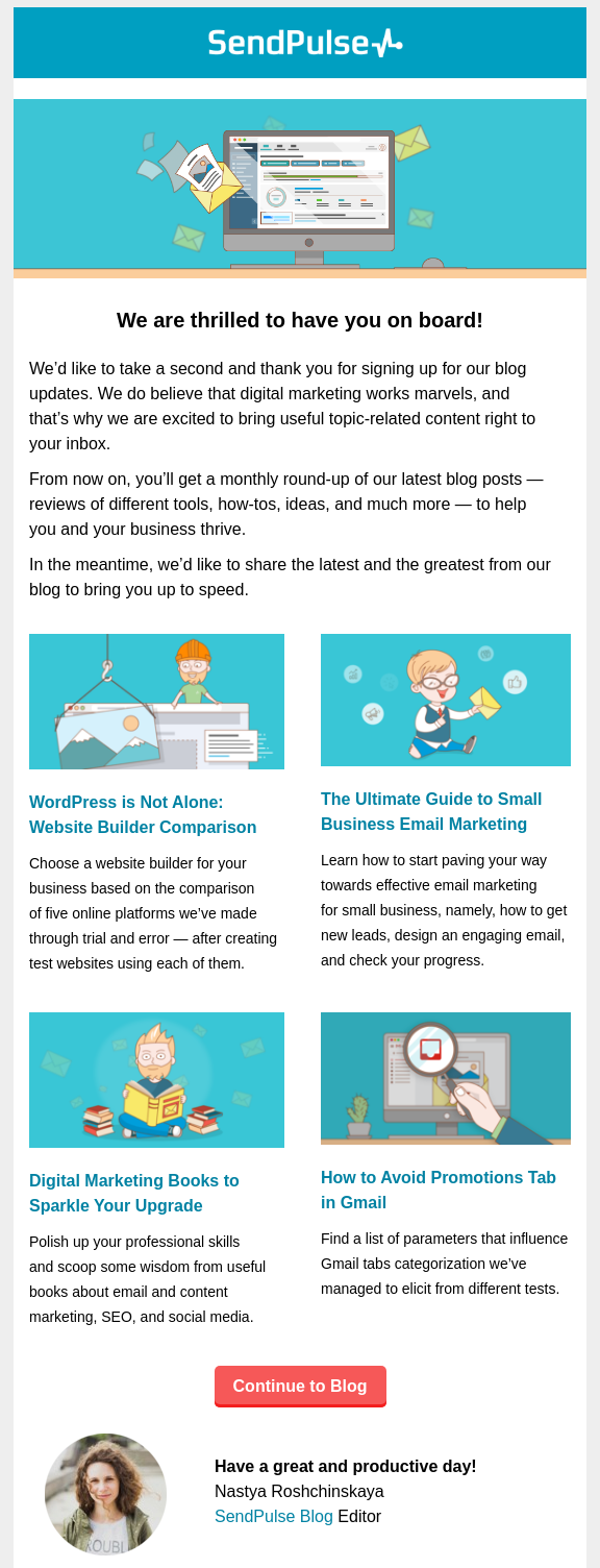 欢迎电子邮件 welcome email