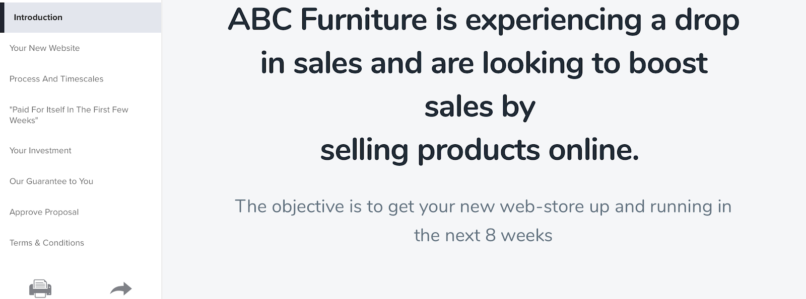 introducerea unei propuneri de vânzare inroduction of a sales proposal