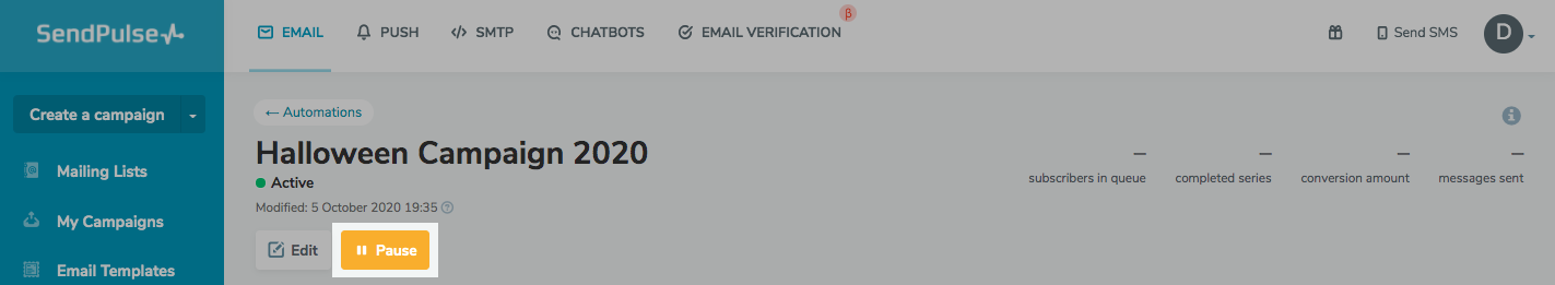 întreruperea fluxului de e-mail pausing email flow
