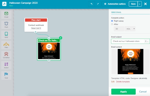 exemplu de flux de e-mail email flow example