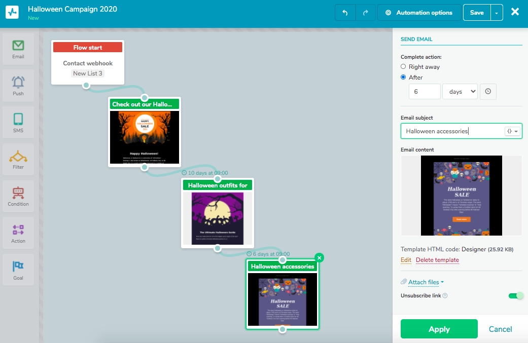 fluxul de e-mail de Halloween halloween email flow
