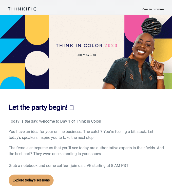 proiectare buletin informativ e-mail thinkific email newsletter design