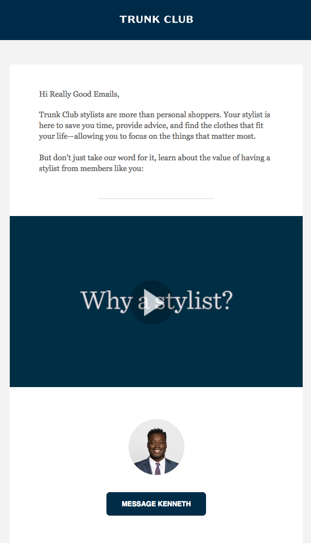 proiectare buletin e-mail pentru clubul de e-mail trunk club email newsletter design