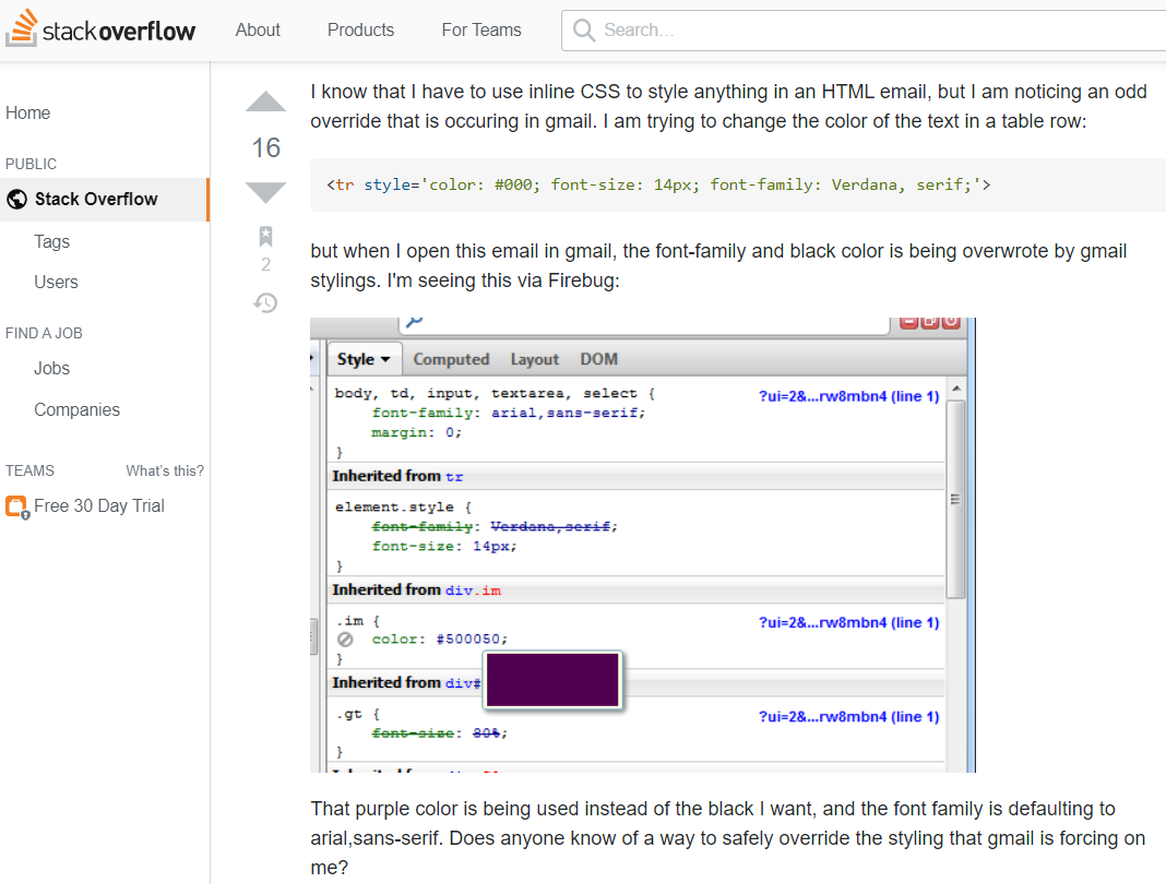 problèmes d'affichage des couleurs dans les e-mails color display issues in email