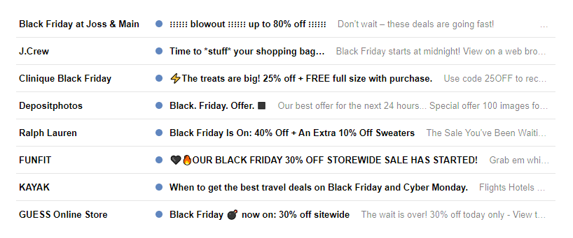 black friday email subject lines
