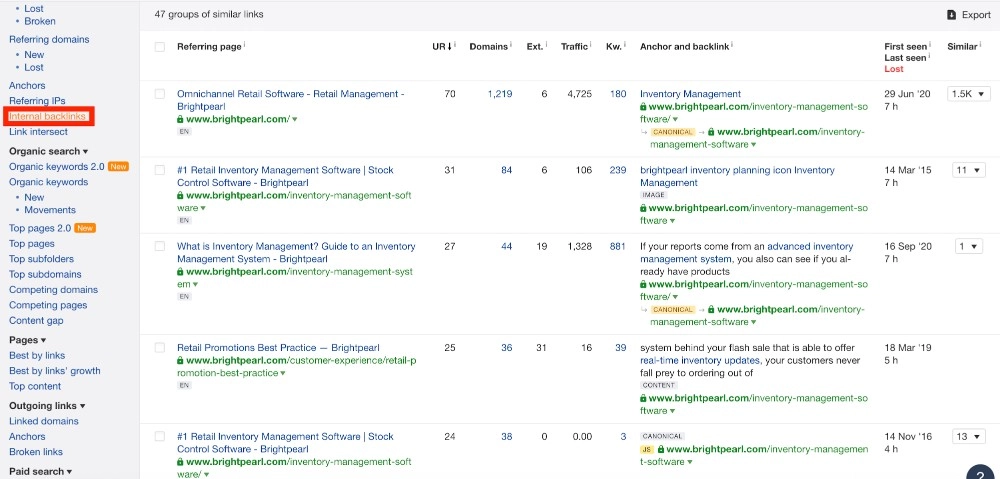 内部アンカーテキストの探索 exploring internal anchor text