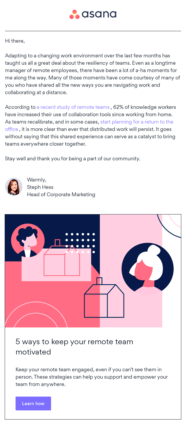 пример питательного письма lead nurturing email example
