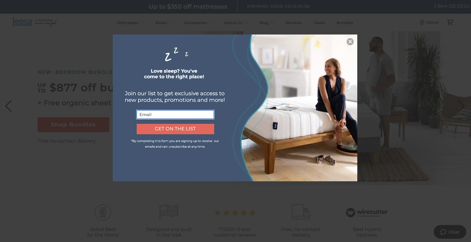 exemplu pop-up de intenție de ieșire exit-intent pop-up example