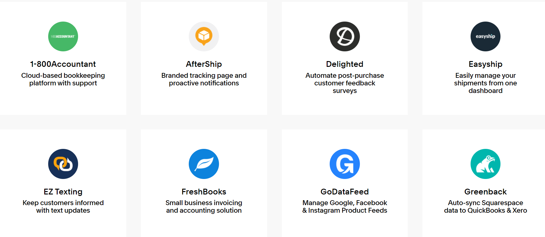 Extensii pătrate Squarespace extensions