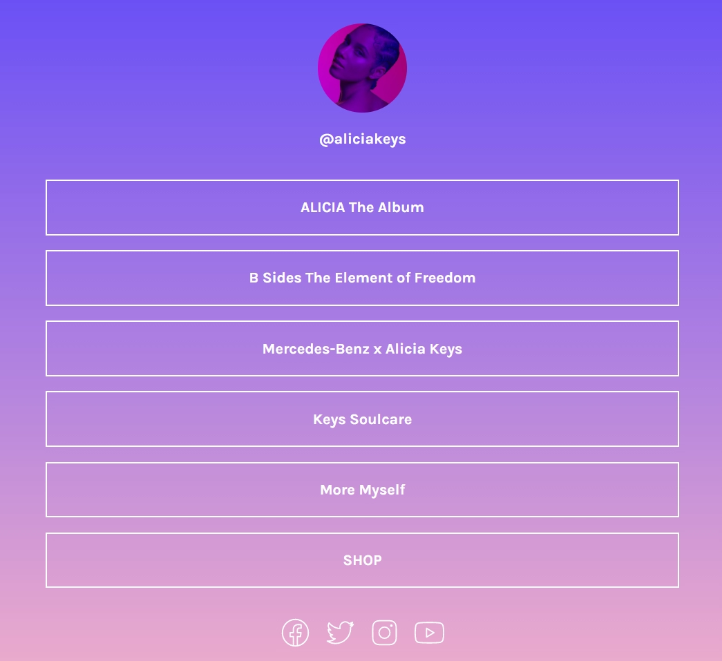 生物链接页面示例 bio link page example