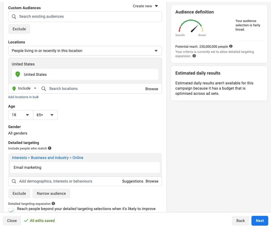 facebook ad settings