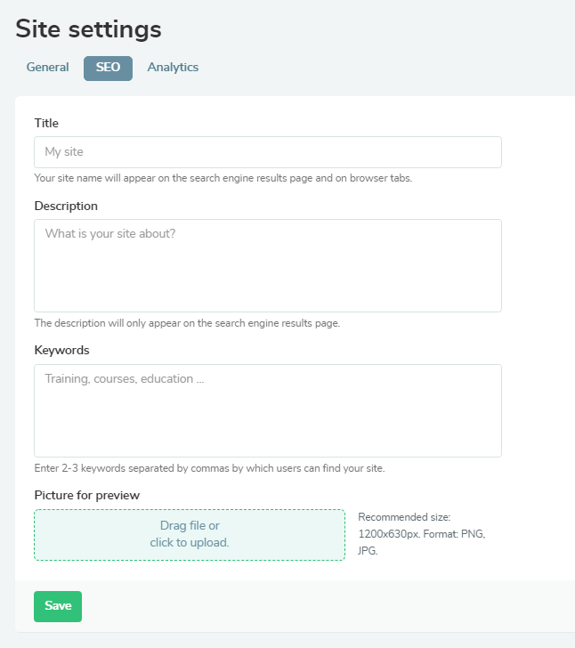 paramètres de référencement seo settings