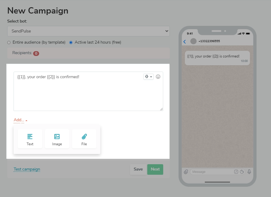 bezpłatna kampania na WhatsApp free whatsapp campaign