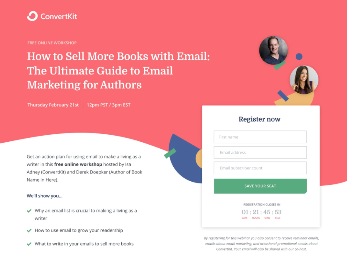 exemplu de pagină webinar webinar page example