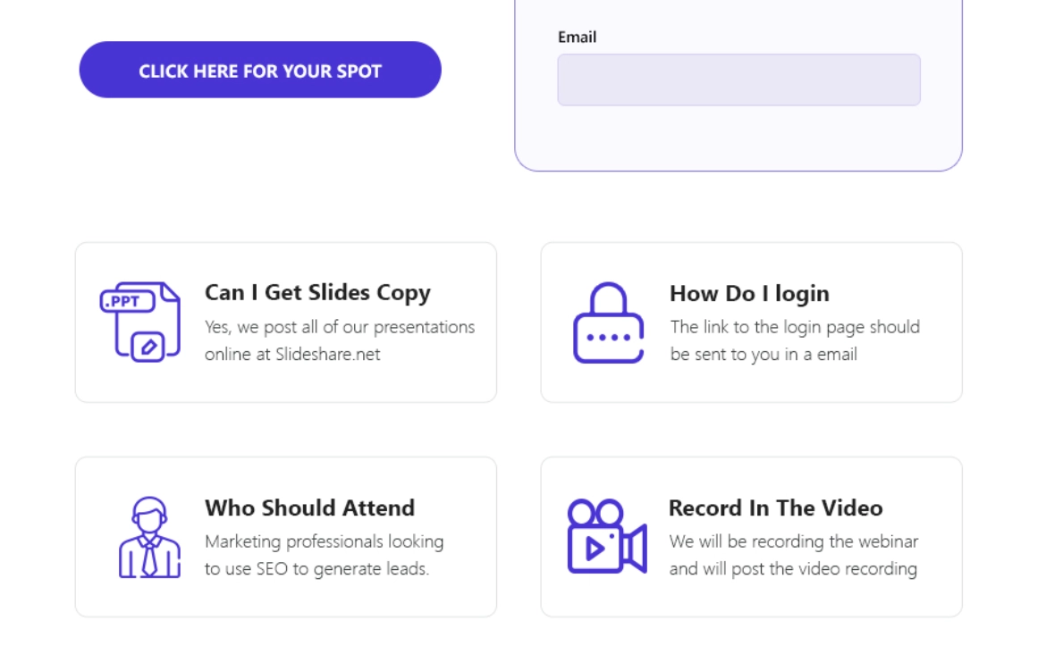 faq despre pagina webinar webinar page faq