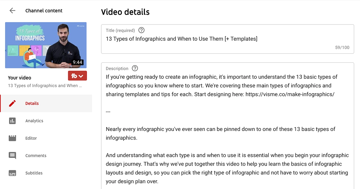 優化的 YouTube 描述 optimized youtube description