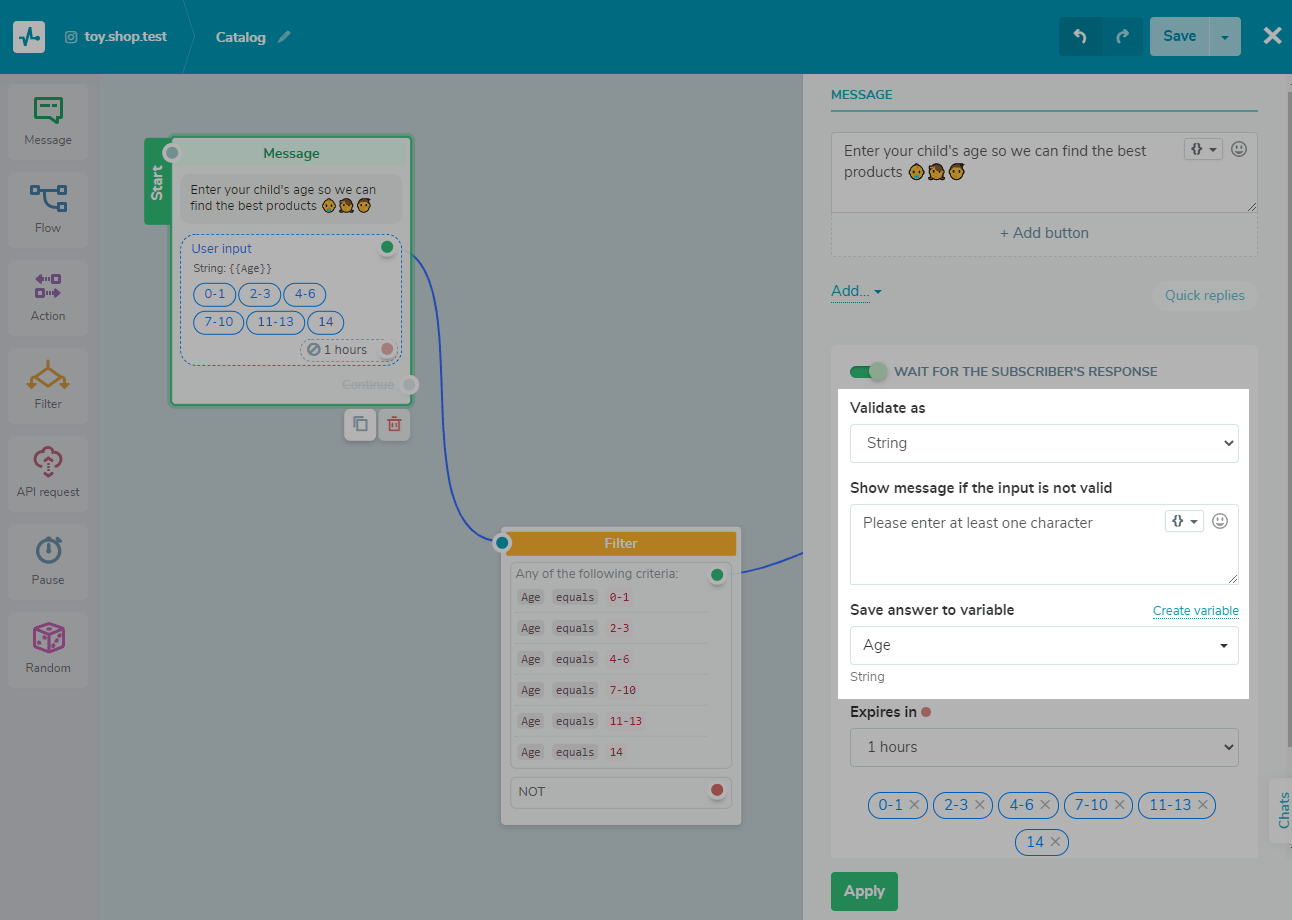 Собирайте данные о своей аудитории с помощью поля ввода пользователя Collect data from your audience with the user input field