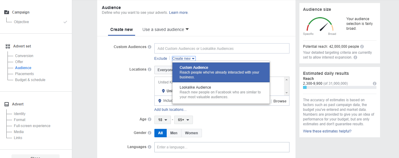 Facebook 自定義受眾