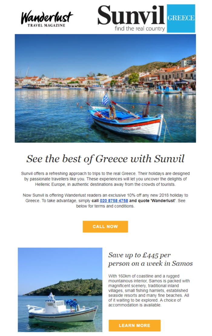 Wanderlust 旅遊雜誌電子郵件