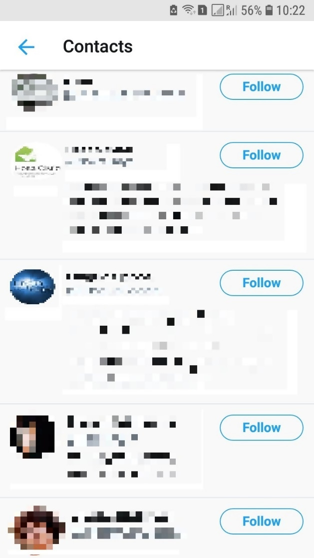 ผู้ติดต่อ Twitter เชื่อมต่อ