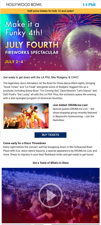 Exemple de vidéo de l'événement Hollywood Bowl