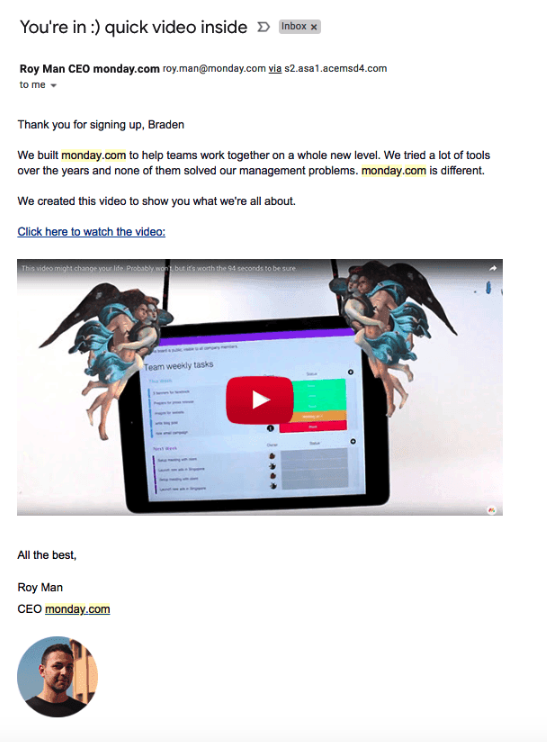 Exemple de vidéo de bienvenue personnalisée