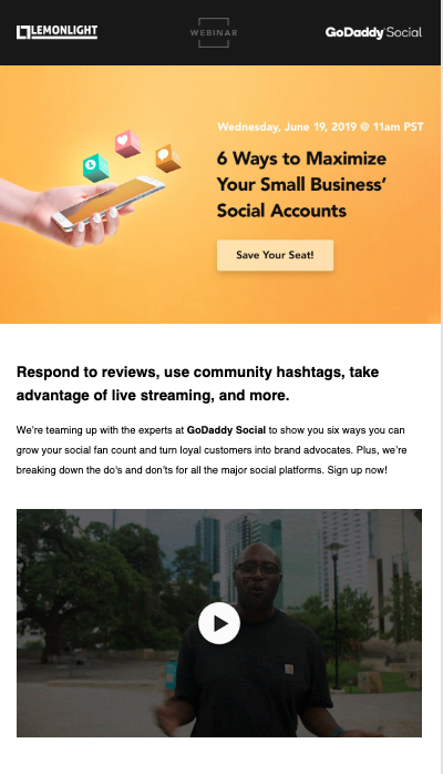 Exemple d'e-mail vidéo Lemonlight