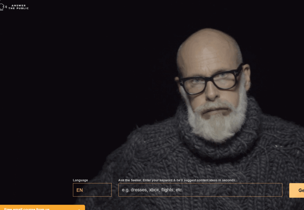 come trovare parole chiave a coda lunga basate su domande per l'algoritmo del cervello di rango di Google con answerthepublic