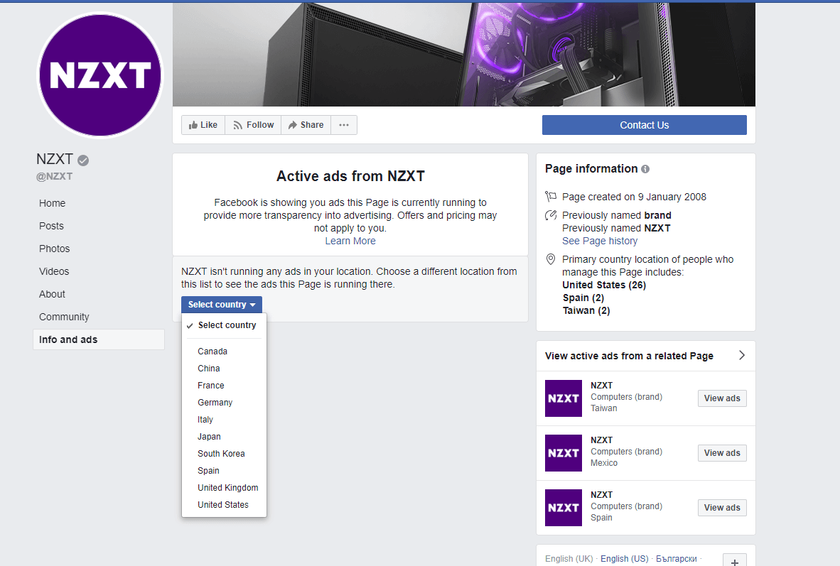 exemples nzxt avec promotion des ventes sur les entreprises facebook utilisant des stratégies sortantes