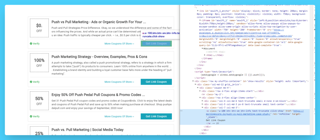Beispiel für schlechte Backlinks irrelevanter und dünner Inhalt
