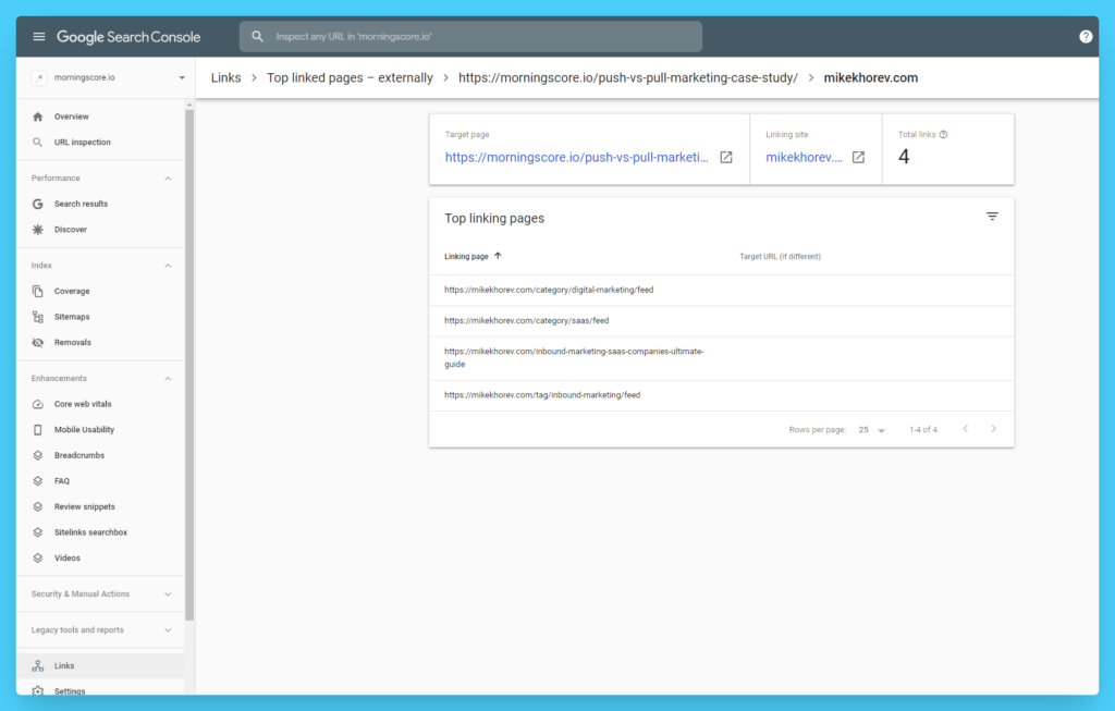 Wie kann ich die Top-Linking-Seiten meiner Backlinks-Suchkonsole sehen?
