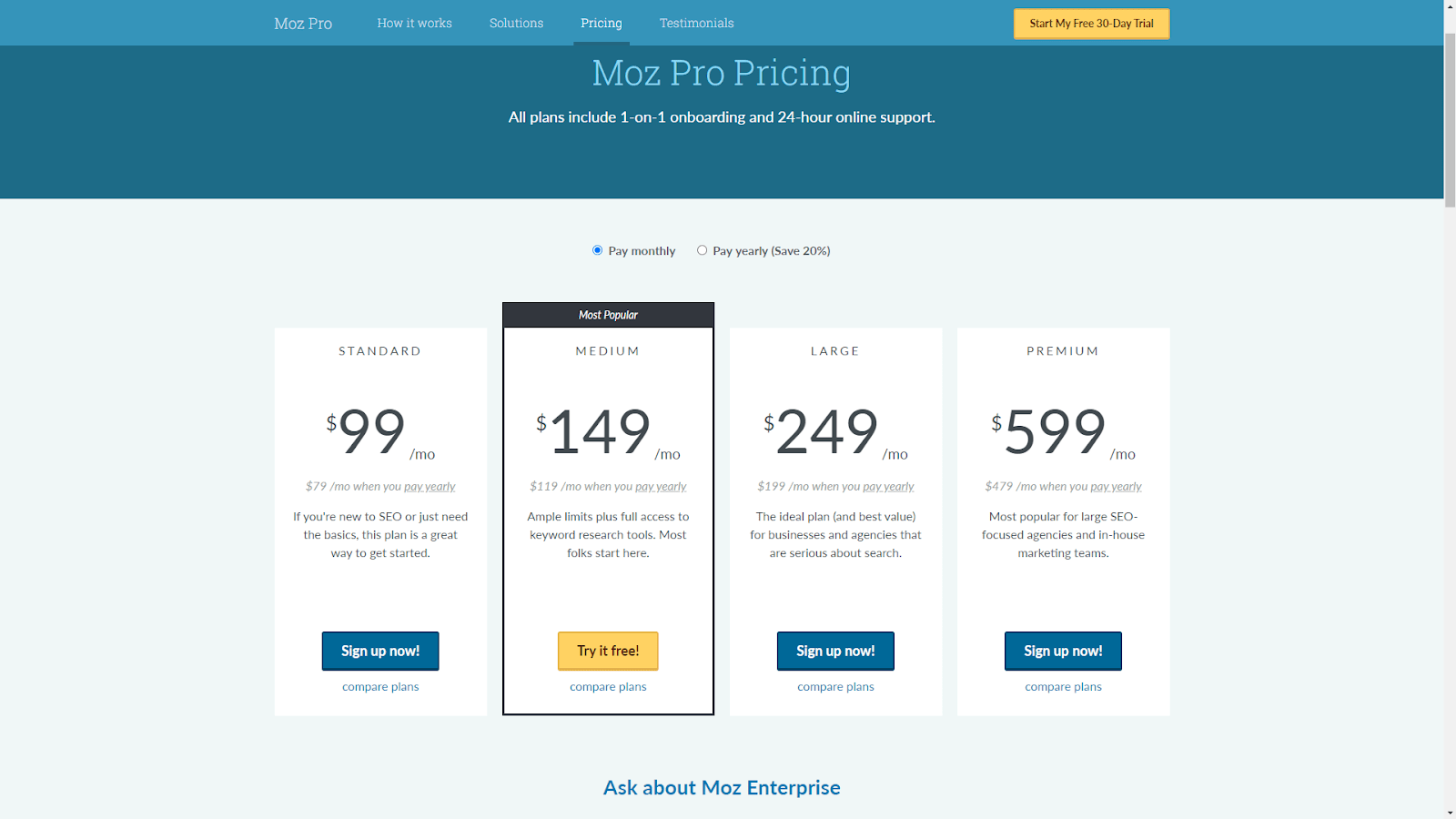 moz pro 定价计划 2