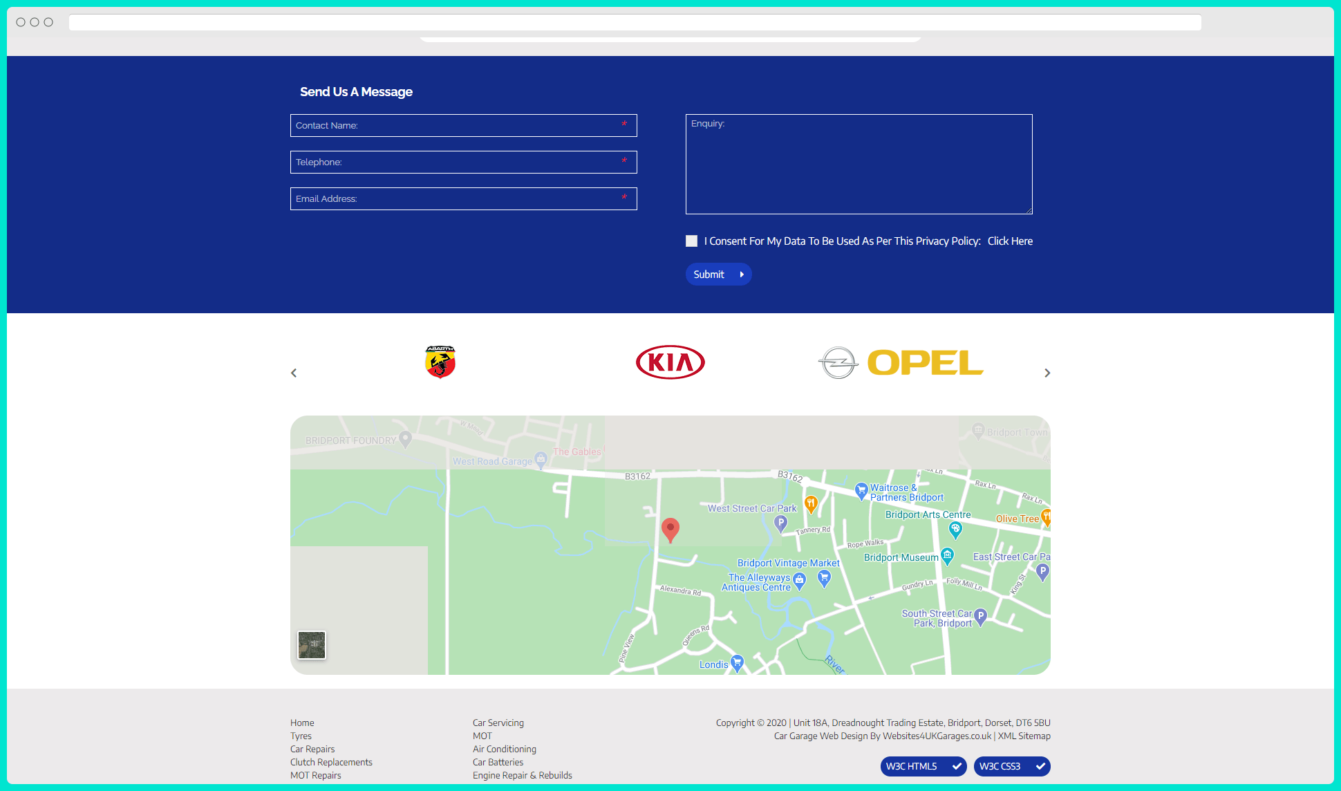 bridport strona kontaktowa przykład seo formularz kontaktowy mapy google