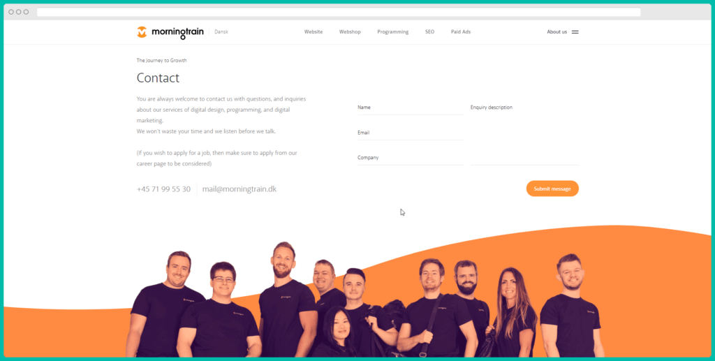 Przykład użycia słów kluczowych na stronie kontaktowej